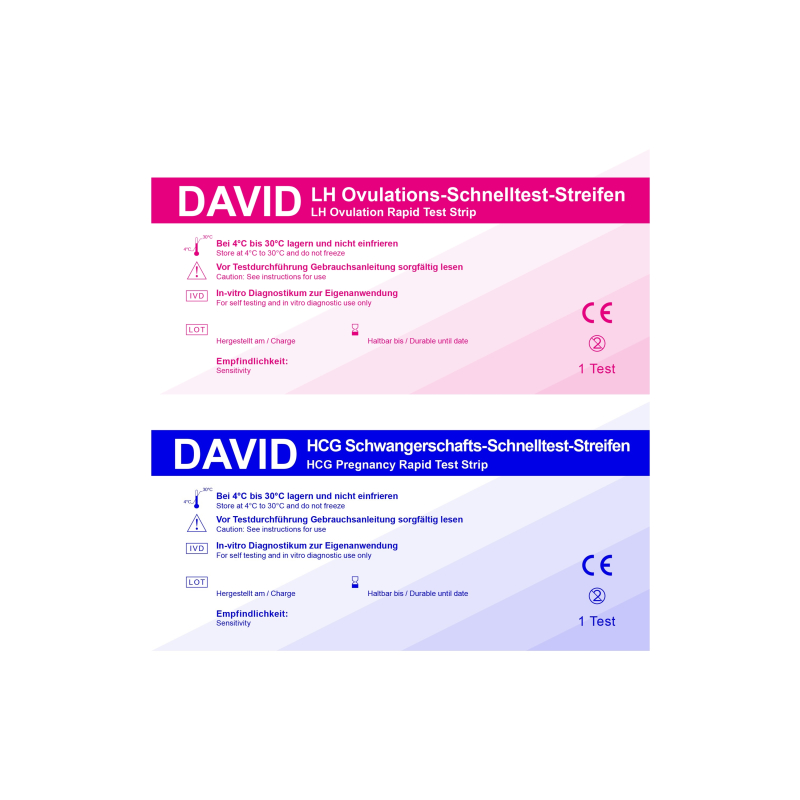 50 David Ovulationstest 10 miu/ml + 10 Schwangerschaftstest - Streifen