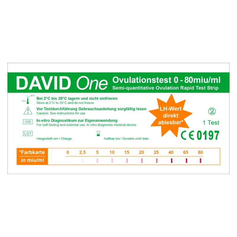 David One 10 x Ovulationstest Streifen 0-80 miu/ml mit LH Wert Anzeige
