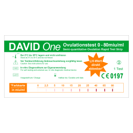 David One 50 x Ovulationstest Streifen 0-80 miu/ml mit LH Wert Anzeige